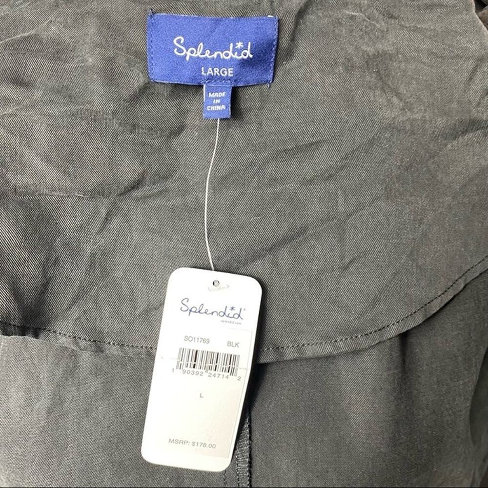 Splendid Sandwash Twill Drape Trench Coat. Black. Knee length. Tie waist - Picture 12 of 12